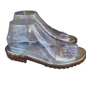 Jack Sprat Vintage Clear Sandals 8 Made In Italy Chunky Sole Mod 1960s Jelly
